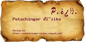 Petschinger Őzike névjegykártya